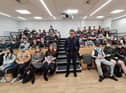 Andy Burnham with students at Wigan and Leigh college