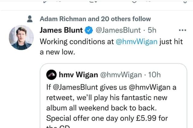 James Blunt's tweet