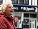 Glynis outside the now closed WHSmith's in Standishgate
