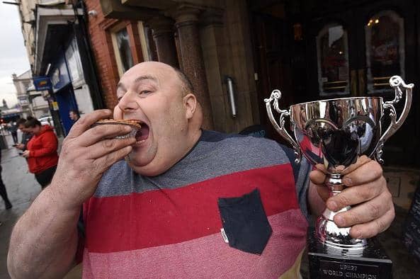 The most-recent winner of the World Pie Eating Championships, Martin Gerard