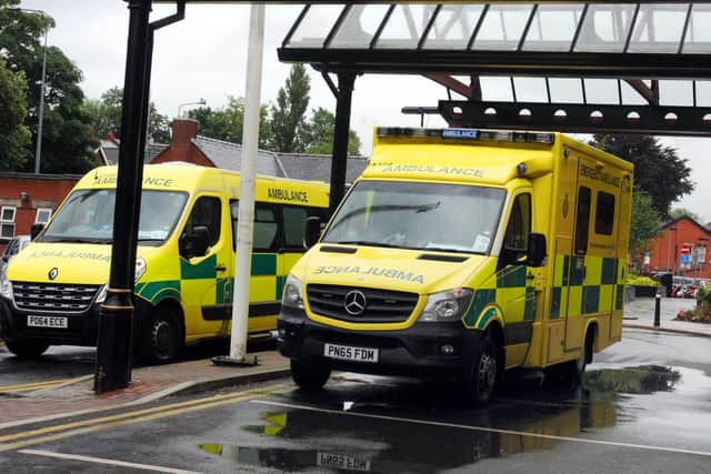 Ambulances outside Wigan Infirmary's A&E unit