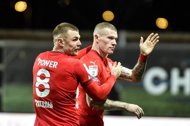James McClean celebrates with Max Power