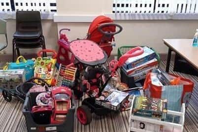 The toys which have been donated to refugees