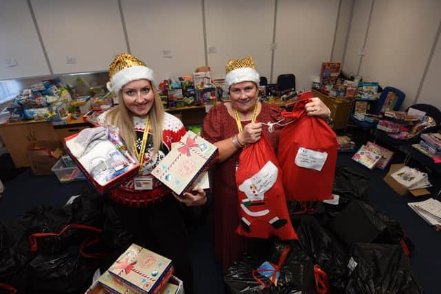Emma Napier and Karen Strong with some of the many donations