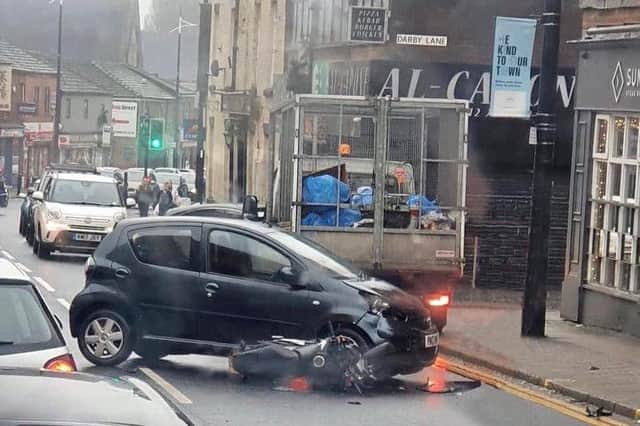 The crash outside Summat to Ate on Market Street, Hindley