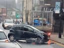 The crash outside Summat to Ate on Market Street, Hindley