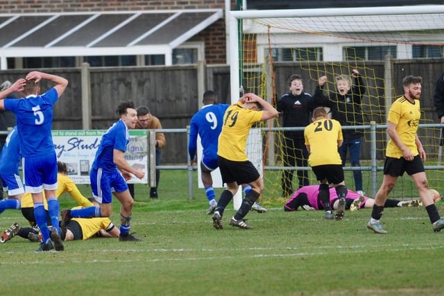 Action and celebrations from Littlehampton Town's FA Vase win over Brockenhurst at the Sportsfield - with their 4-1 penalty shootout win after a 3-3 draw has put them in the quarter-finals / Pictures: Stephen Goodger