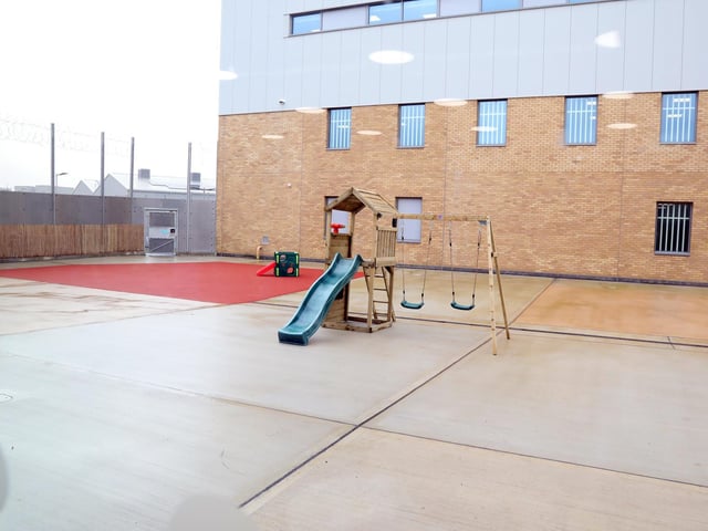 The play area for children visiting their relatives - there are no limits on the number of children allowed to visit
