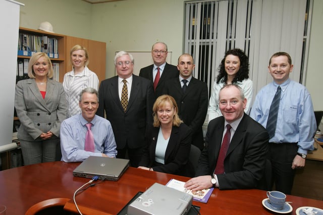 Education Minister Angela Smith, MP, accompanied by local MP Mark Durkan during a visit to FOSEC. Included at front is Charles Nicell, director, FOSEC. Back, from left, are Kathleen Gormley (St. Cecilia's College), Noelle Robinson, marketing manager, FOSEC, Denis O'Hara (Lisneal College), Martin Bowen (St. Peter's High School), Simon Colquhoun (Debenhams), Tara Hutton and Owen Crozier, project managers, FOSEC. (2102C33)