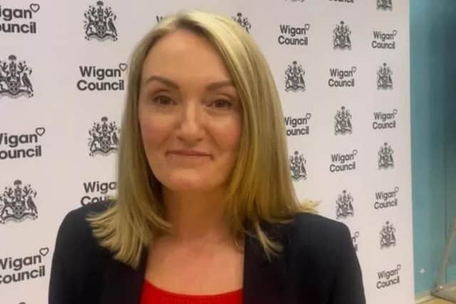 Jo Platt after winning Leigh and Atherton for Labour
