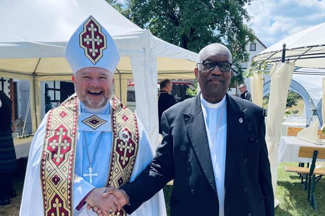 Archbishop Steven Evans with Archbishop Doyé Agama
