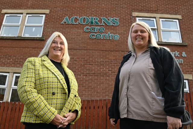 Director Karen Idle (left) and manager Sara Porter (right) outside Acorns Care Centre in Hindley, Wigan