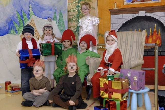 Orrell Newfold, St James Road, Orrell, School Nativity.  Pictured are from left,  Andrew, Emily, Morgan, Abigail, Jack and Jack,  front Row Joshua, left, and Rose.