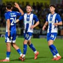 Ronan Darcy gets the congratulations following his goal at Burton