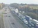 There are delays of around 1 hour after two separate incidents on the 12-mile stretch of motorway between junctions 27 and 23 this morning this morning (Wednesday, April 19) this morning (Wednesday, April 19)