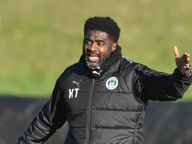 Wigan Athletic boss Kolo Toure taking training at Christopher Park