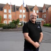 Sean Jackson, Director at Ash Integrated Services, at The Cheltenham Chase Hotel, where the boilers, water heaters and Grundfos twinset pumps, to decrease the hotel’s running costs for heat.