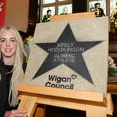 Olympic athlete Keely Hodgkinson with her Believe Star at Leigh Town Hall.