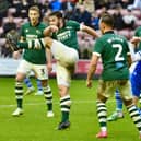 Callum Lang can't find a way through the Derby defence
