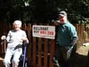 Michael Bullivant, right with father Stan at the new access path to Worthington Lake