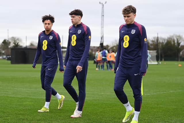 Luke Chambers (centre_ is already a regular on the international stage with England Under-20s