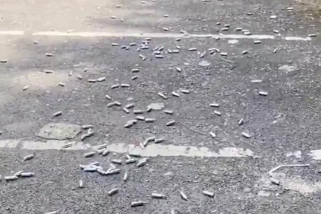 Hundreds of nitrous oxide ("laughing gas") capsules found in an Ashton car park