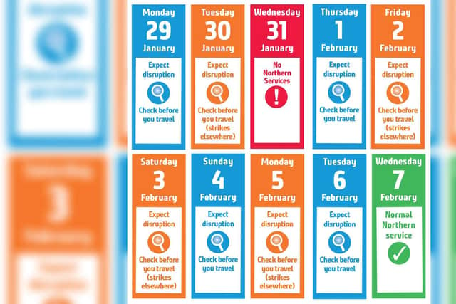 Northern  has released a travel advice calendar to highlight when services will be affected.