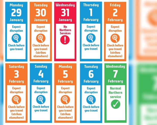 Northern  has released a travel advice calendar to highlight when services will be affected.
