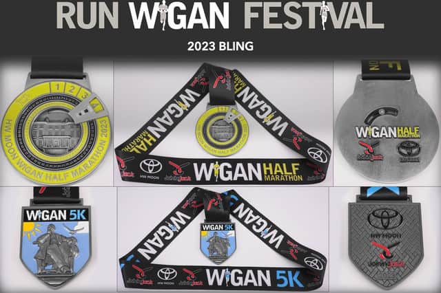 The medals for the 2023 Run Wigan Festival