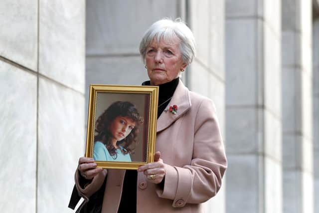 Marie McCourt with a pictured of her daughter Helen McCourt