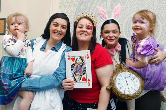 Staff and children at Little Jigsaws Day Nursery, Pemberton, dress up for World Book Day.