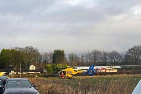 The air ambulance was spotted near the scene