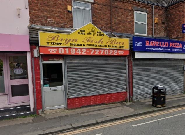 Bryn Fish Bar on Wigan Road, Ashton-in-Makerfield, has a current 5 star rating