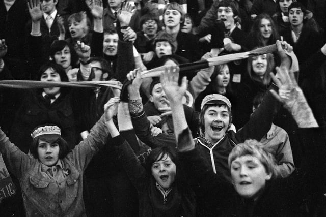 Wigan Athletic fans at the FA Cup 2nd round match at the Racecourse ground against 3rd Division Wrexham on Saturday 11th of December 1971. Wigan lost the match 4-0.