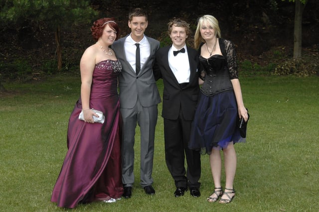 from left, Amy Barton, Luke Cunliffe, Adam Cunliffe, Hannah Killilea - Byrchall High School Leavers Ball at Haigh Hall 2010