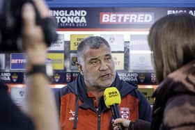 England coach Shaun Wane interviewed after his side's victory over Tonga