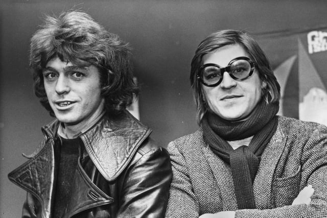 Georgie Fame with Alan Price, formerly with 'The Animals' group, and then teamed up with Georgie on record, as they appeared together at the travel shop opening.