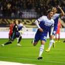 Nathan Broadhead scores the winning goal for Latics against Blackburn on October 2022