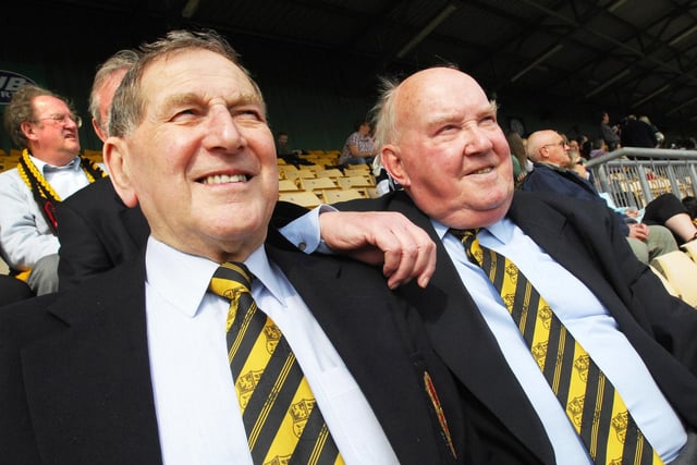 Joe Heaton, left, who played for Orrell from 1945 to 1948 and later played for Wigan Rugby League club and Derek Ward who played from 1948 to 1957 watch Orrell at Edge Hall Road for the last time. 