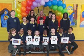 Pupils at St Richard's Primary School in Atherton celebrate a "good" Ofsted report