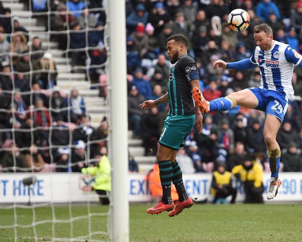 Noel Hunt in action for Latics during the FA Cup quarter-final tie against Southampton in 2017-18