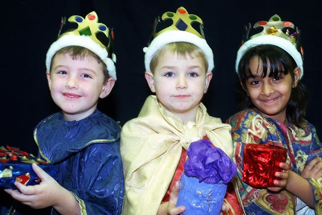We Three Kings -  Michael Williams Thomas Bowen and  Shireen Siddique join in the fun at the Hindley Junior and Infants  Nativity play.