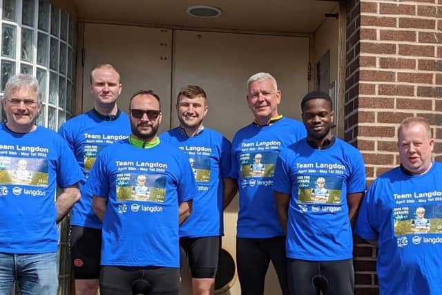 The team of cyclists at Langdon Systems before their charity bikeride.