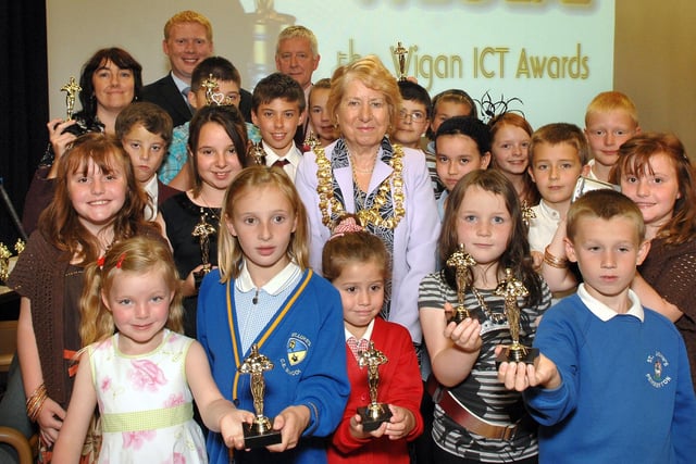 2008 - The Mayor, of Wigan Coun Rona Winkworth, with the winners of the WICTAs - the Wigan ICT Awards - at a special awards ceremony at the Professional Development Centre in Hindley.