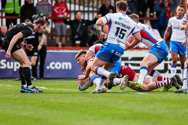 Ethan Havard powered over for a try to give the Warriors a half time lead in their previous away trip to Trinity.