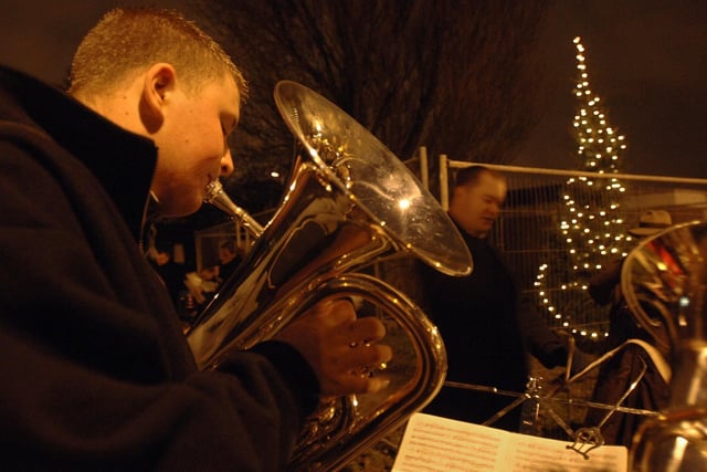 Members of Wigan Youth Brass Band play carols at the Christmas tree lights switch on at Marus Bridge Health Centre and Hawkley Brook Surgery, the first in the area at buildings which are set to become a community centre.