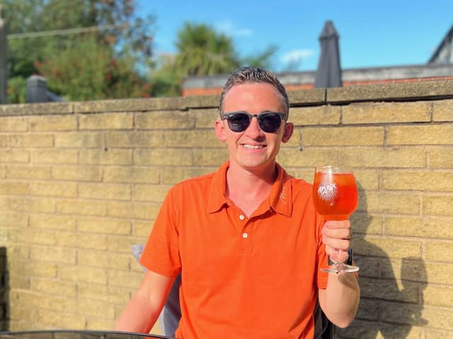 Luke Marsden enjoys a refreshing Aperol Spritz during the September heatwave