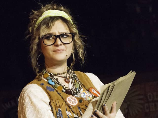 Maiya Critchley appearing in the musical Rock of Ages