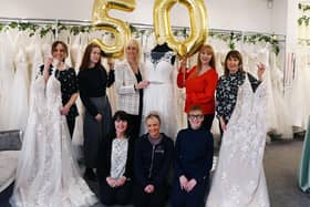 The team at Creation Weddings, Market Street, Wigan, celebrate 50 years in business.
