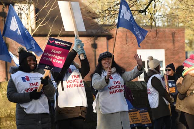 Nurses on the picket line outside Wigan Infirmary earlier this month